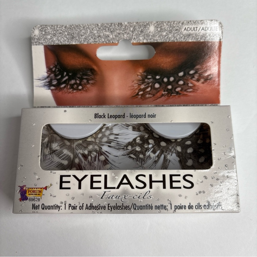 Black Leopard Eyelashes 1 Pair Of Adesive Eyelashes Bird White Dots NIP